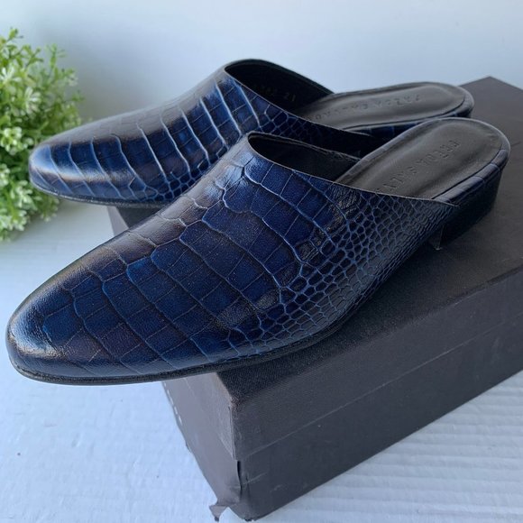 Freda Salvador Lay Croc Embossed Slip On Mules Ink - Picture 5 of 12